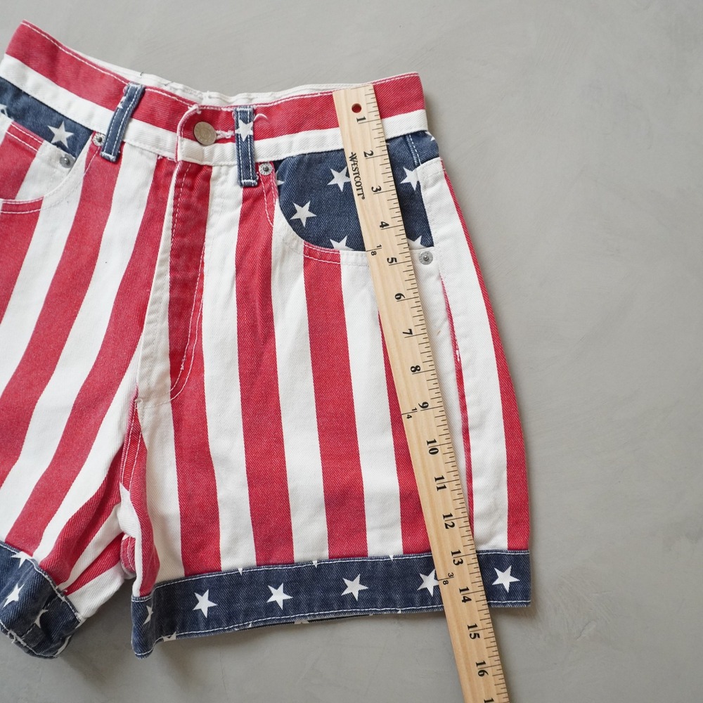 Vintage Parkers Jeans American Flag Shorts Small USA Made 90s Stars and Stripes - Picture 7 of 7